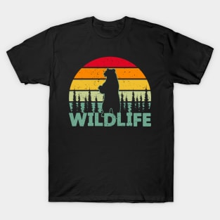 WILDLIFE Bear - Palm Tree - Retro Vintage Sunset T-Shirt